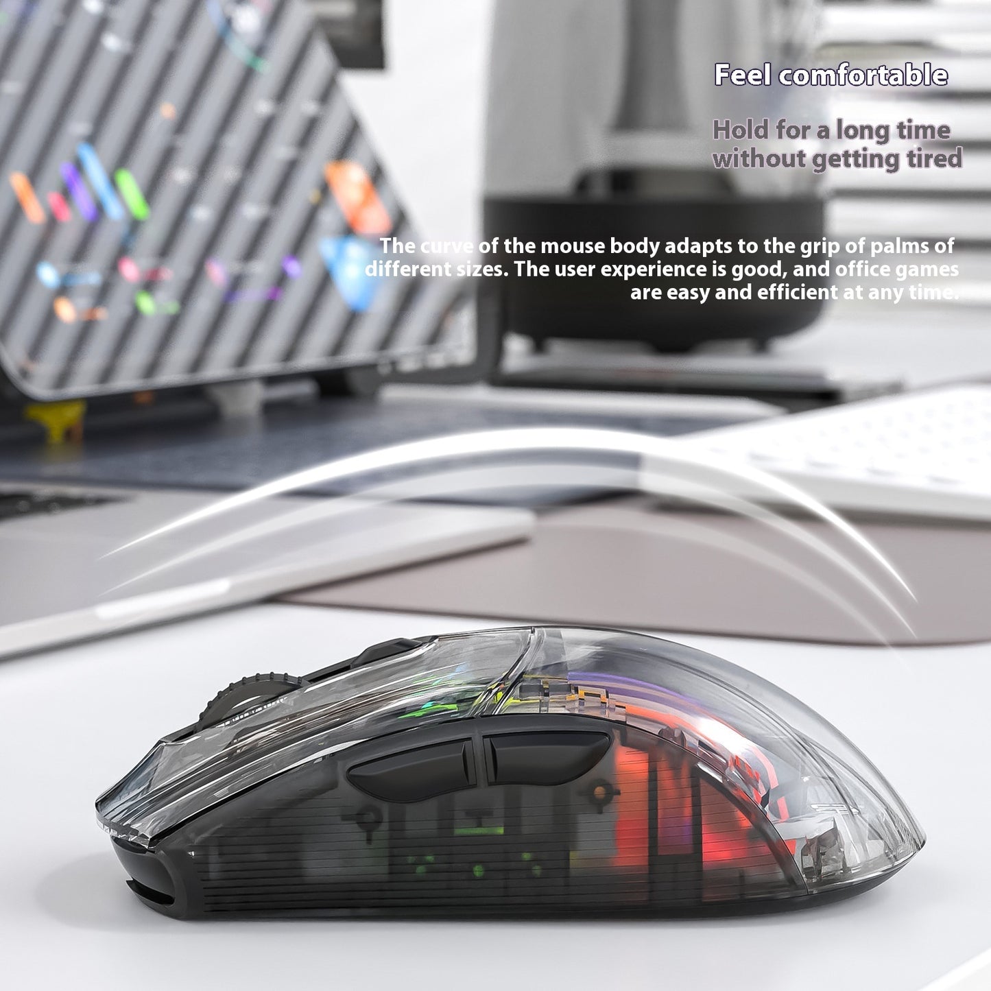Wireless Bluetooth Three-mode RGB Luminous Transparent Gaming Mouse With Screen