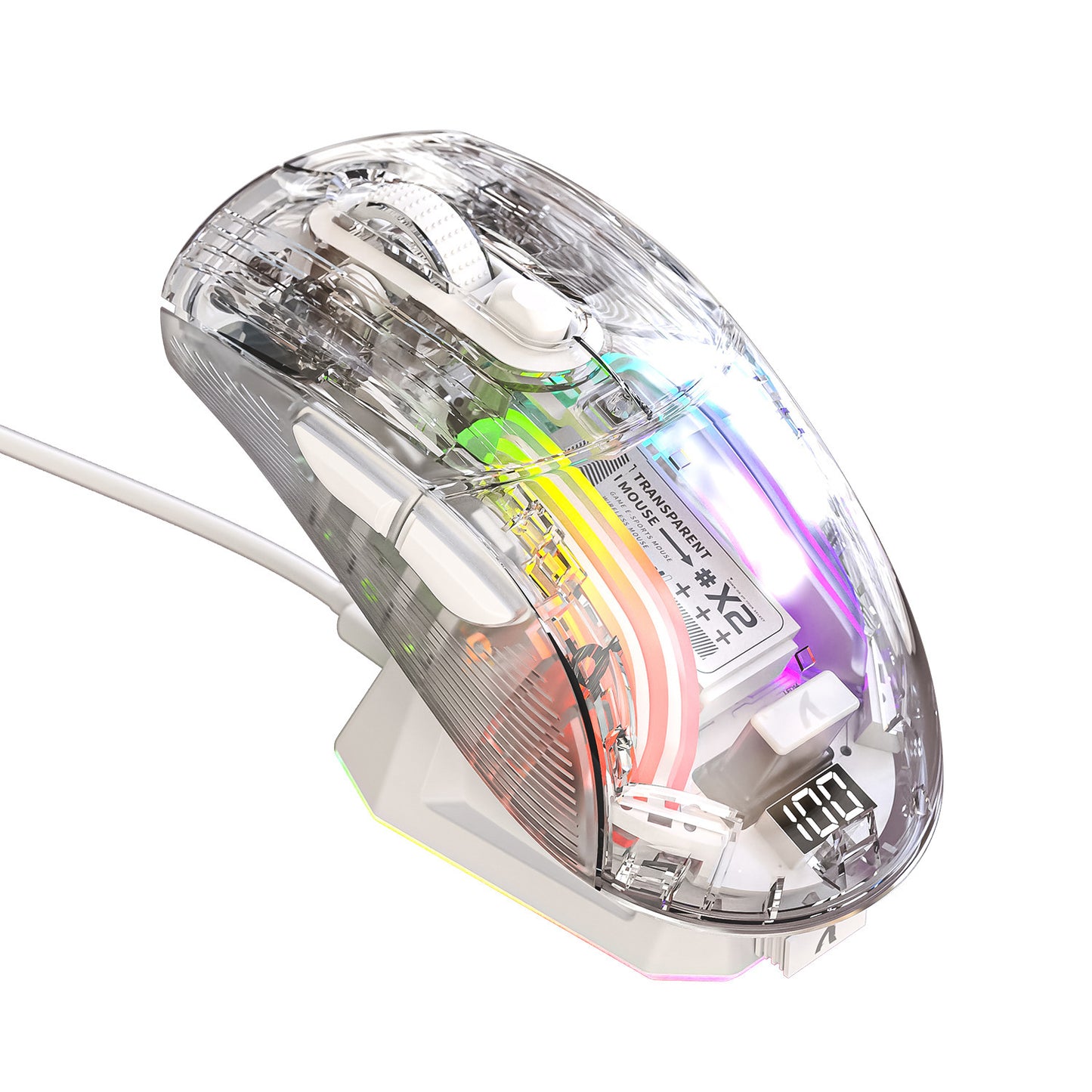 Wireless Bluetooth Three-mode RGB Luminous Transparent Gaming Mouse With Screen